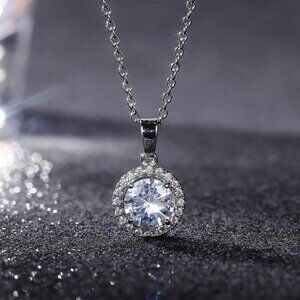 🔥 Exquisite Shiny Hollow Round CZ Dainty Pendant Necklace for Women, EVGG1105